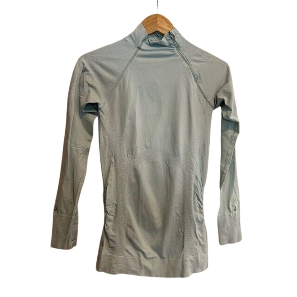 ATHLETA Women's Top MEDIUM Green Zip Breathable Running Wicking Baselayer
